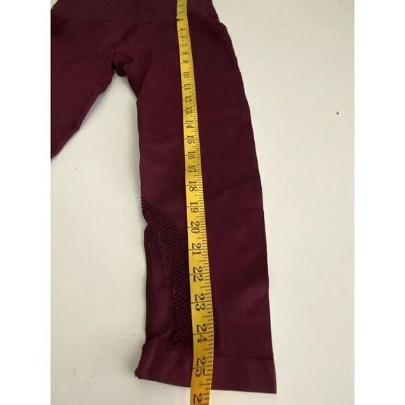 FOREVER 21 Leggings Women's Size S Yoga Pants Active Mesh Workout Maroon Check P - Picture 8 of 11